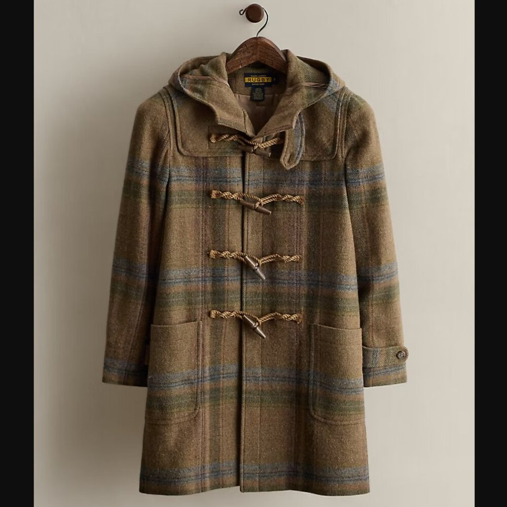 Vintage Ralph Lauren Rugby c. 2007 Plaid Wool Duffel Coat - Size 4